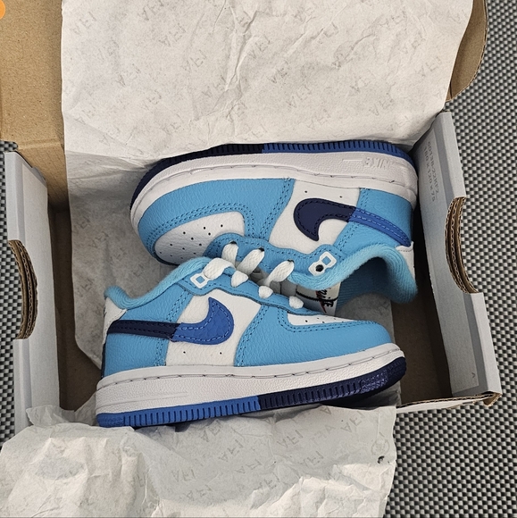Nike Force 1 With Box Unisex Baby Shoes Size 4c Boy Girl Blue - Picture 4 of 6